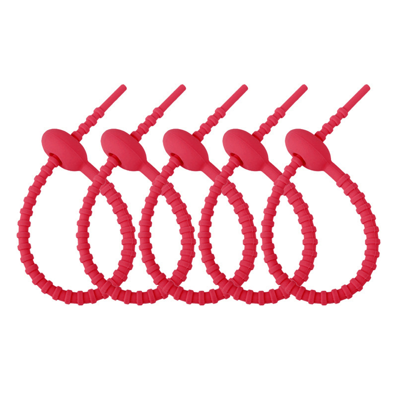 Picture of 215mm silicone cable tie data line storage finishing winder DIY key chain jewelry pendant color lanyard