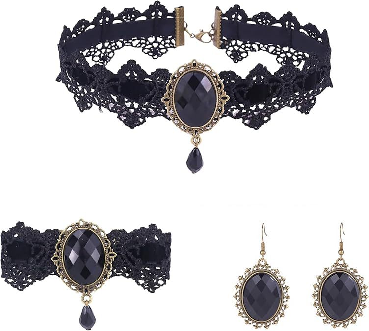 Picture of European and American Cross-Border Best-Selling Necklace Gothic Retro Punk Choker Lace Necklace Braided Choker Clavicle Chain for Women