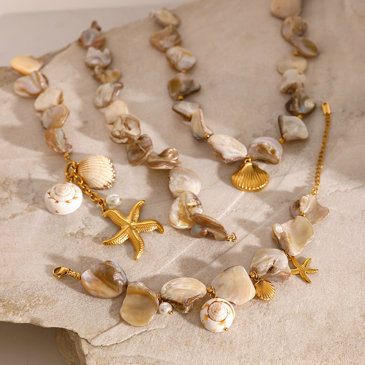 Picture of Jieding Ocean Series Stainless Steel Shell Necklace Starfish Bracelet Beach Style Summer Jewelry European and American Cross-border Jewelry