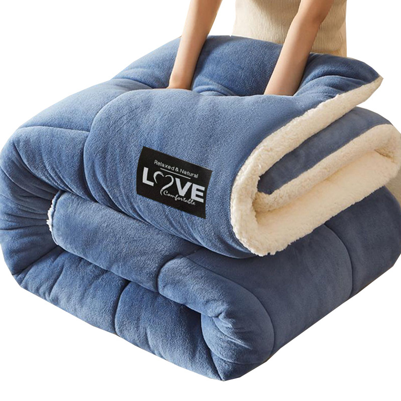 Picture of Winter Lamb Wool Quilt, Thickened Version, Warm Fleece Quilt, Autumn and Winter Milk Velvet Cotton Quilt, Student Dormitory Quilt Core