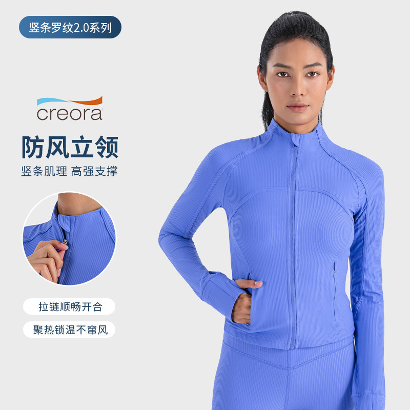 Autumn and Winter New Stand-Up Collar High-Elastic Tight Sports Outwear Women's Breathable Running Fitness Yoga Wear Long-Sleeved Daw006