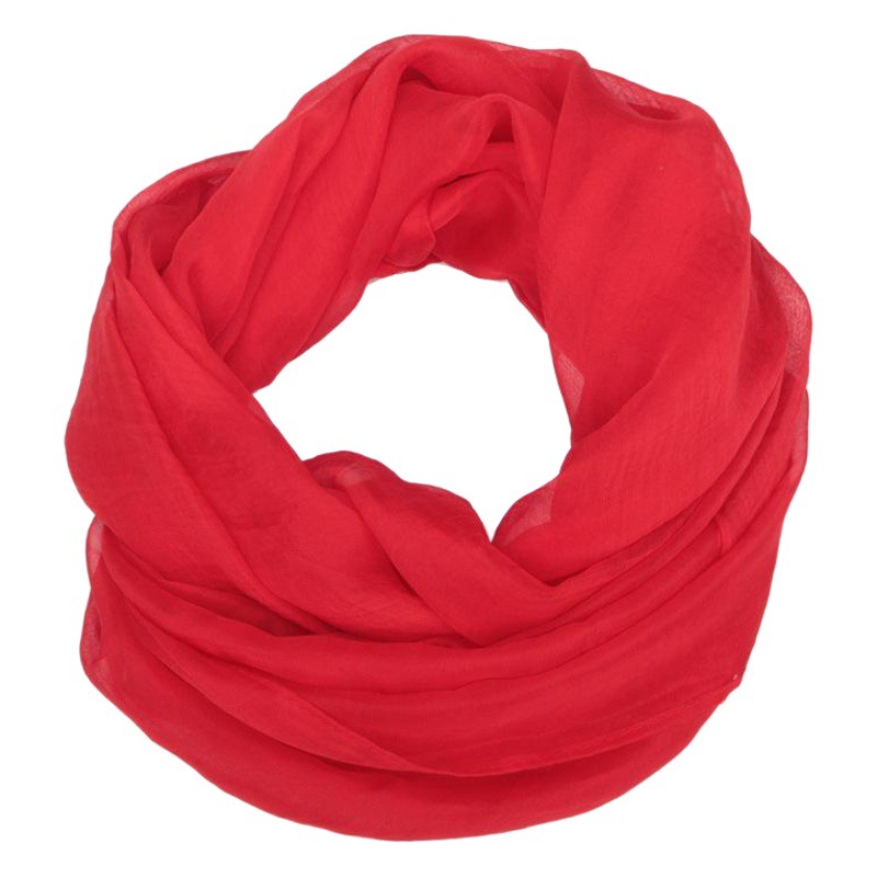 Autumn and Winter Chiffon Turtleneck Scarf Solid Color All-match Neck Protection Silk Scarf Mother Decorative Scarf Soft Thin Scarf