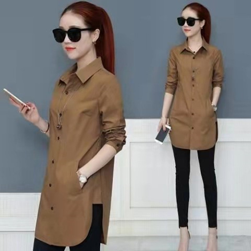 Picture of 2025 Shirt Women's Spring Mid-Length Layered Inner Layering Shirt Large Size Design Casual White Shirt for Women