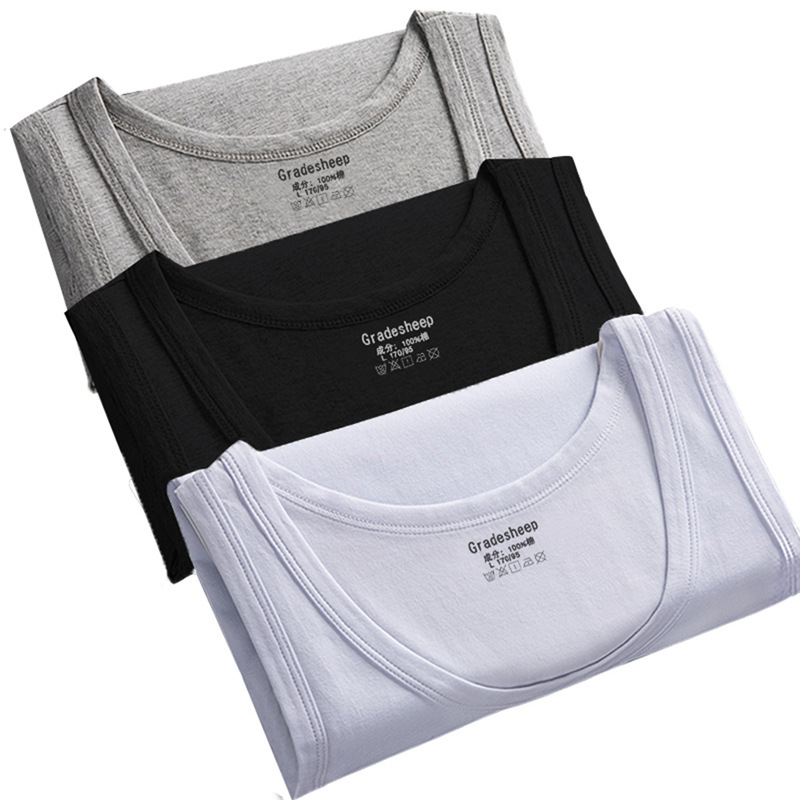 Picture of 3-piece Men's vest cotton base sports tight cotton solid color slim round neck spring and summer tide a generation of hair