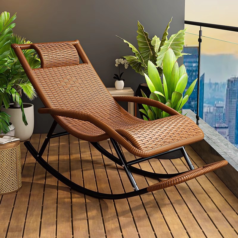 Rocking chair, recliner, adult rattan chair, lunch break balcony, home leisure, sleepable living room, special leisure chair for the elderly