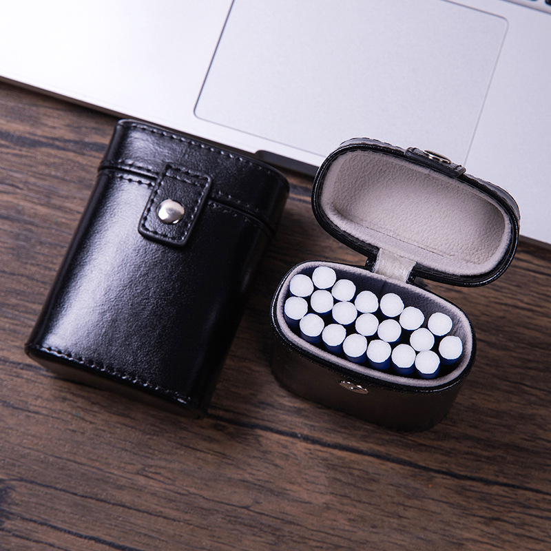 Picture of Men's Cigarette Box Fashionable 20-Pack Thick Cigarette Flip-Top Magnetic Buckle Chimney Pu Leather Cigarette Bag Cigarette Box