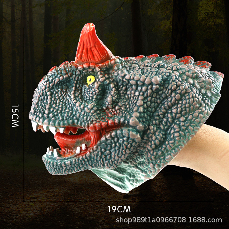 Picture of Dinosaur Hand Doll Gloves Soft Glue Tyrannosaurus Rex Triceratops Shark Simulation Animal Model Stall Shark Arm Toy Cross Border