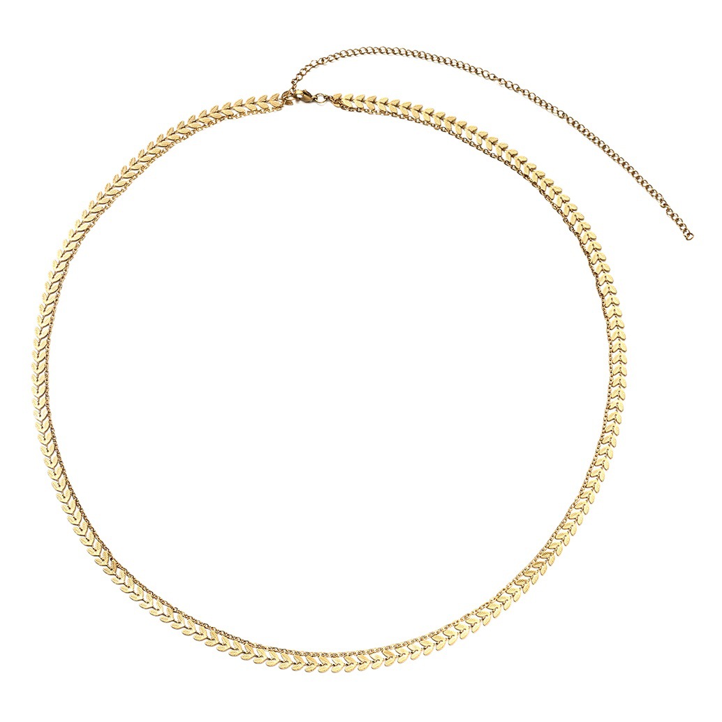 European and American fashion simple temperament sexy waist chain stainless steel wheat chain double chain beach bikini belly waist chain