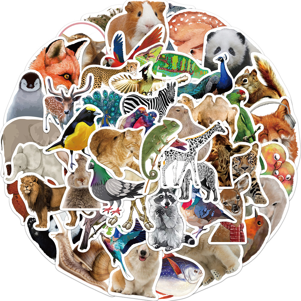 50 pieces of oil painting animal photo graffiti stickers decorative luggage guitar DIY waterproof stickers Amazon hot sale