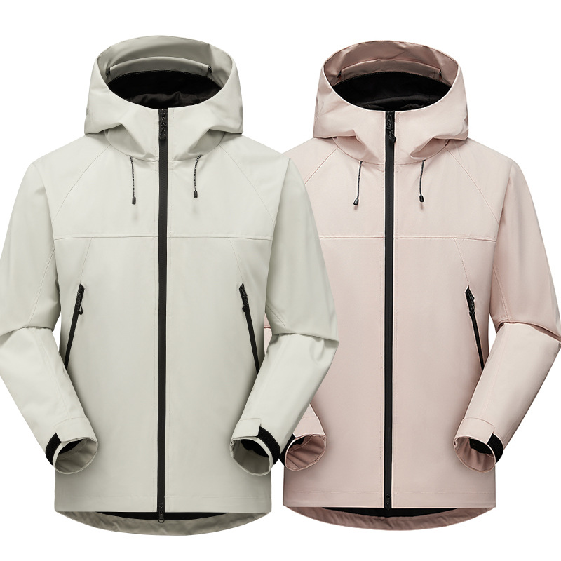 Autumn and winter 2024 new hard shell jacket outdoor waterproof windproof jacket jacket 2 open hooded thin trench coat