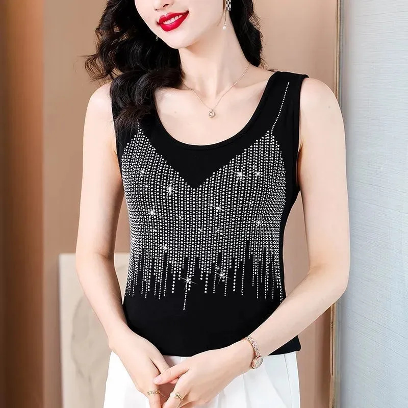 Cross-border Summer New High Elastic Outer Wear Sling Soft and Comfortable Beautiful Back Inner Wear Slimming Top Slim-fit Bottoming Small Vest