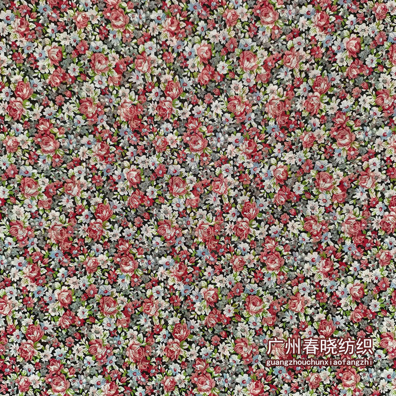 Picture of 2023 New Pearl chiffon printed early spring fresh small floral fabric semi-transparent women's shirt dress fabric