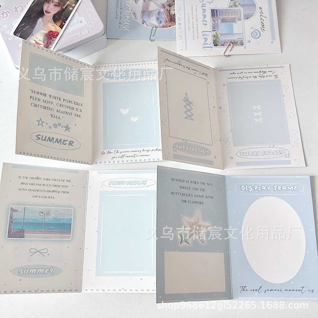Picture of Original Summer Seaside Folding Folding Card High Color Value Small Card Packing Material DIY Greeting Card Message
