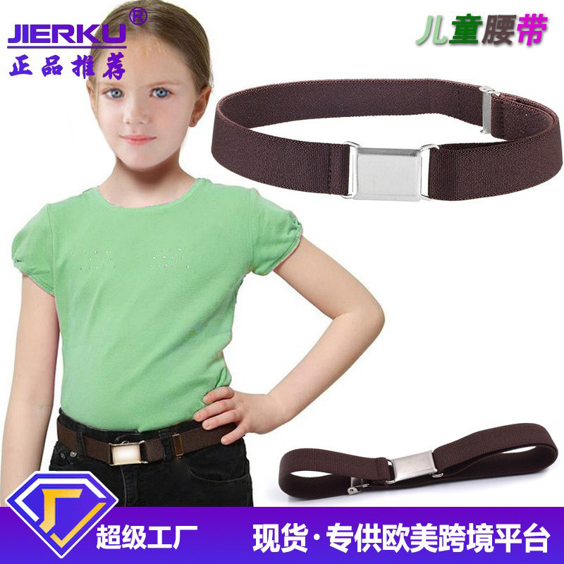 Cross-Border Supply Kidsren's Belts for Boys and Girls Elastic Belts for Kidsren Adjustable Monochrome Belts in Stock