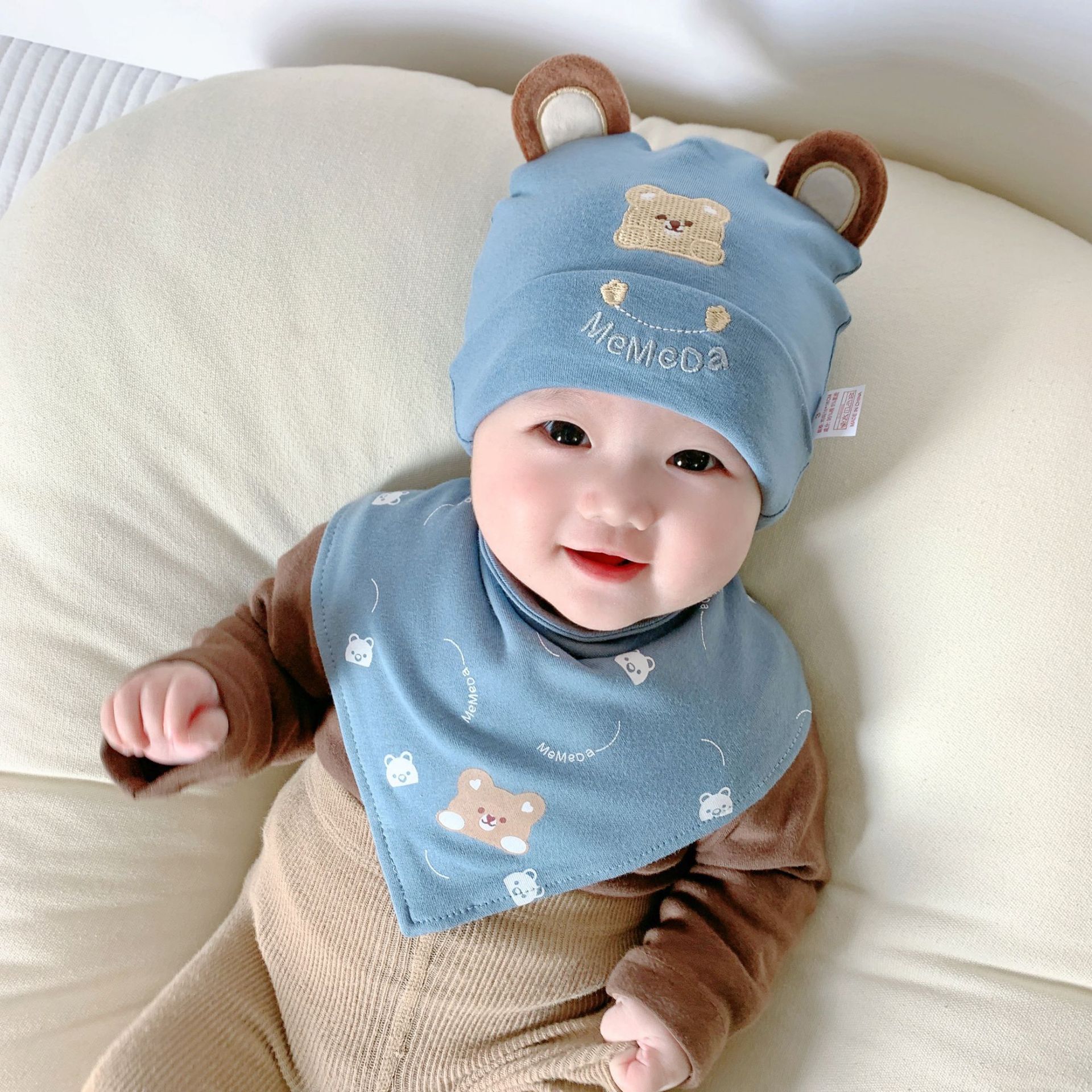 Picture of Katu Bear Infant Hat Spring & Fall 3-6-12 Months Male and Female Baby Pullover Hat Cotton 100-Day Sleeping Hat