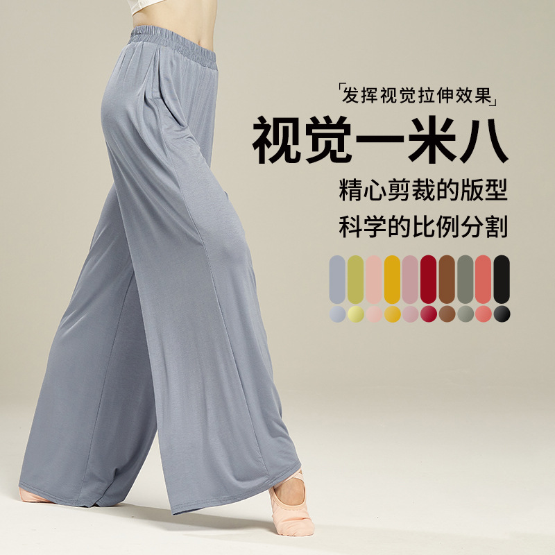 Dance Pants Modal Cloud Wide Leg Pants Stretch High Waist Straight Leg Pants Modern Practice Clothes Classical Dance Yoga Pants