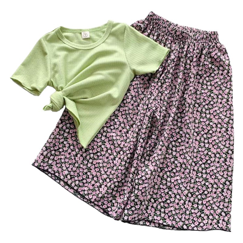 Picture of Summer new girls' pastoral style candy color cold casual trendy mosquito-proof sun protection lightweight holiday floral straight pants