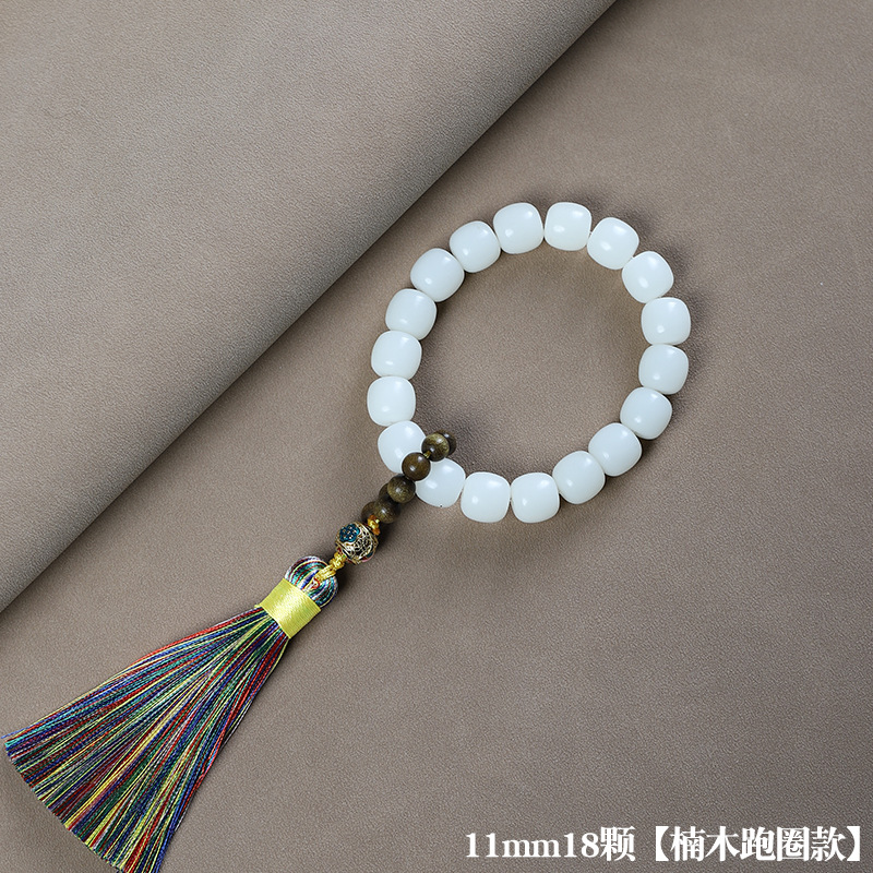 Picture of White Jade Bodhi Root Double Circle Lotus Tassel Handheld Handstring Bodhi Bracelet Men's and Women's Literary Play Boutique Buddha Beads