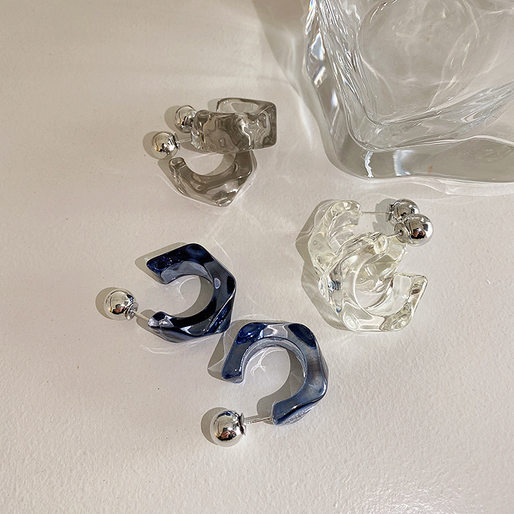 French Retro Geometric Diamond Transparent Acrylic Ear Ring Earrings Women's Korean-style Simple All-match Elegant Earrings