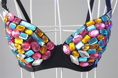 Picture of A variety of nightclub sexy sequined colored diamond rivet rhinestone bra shorts pole dance bar DS watch performance bra