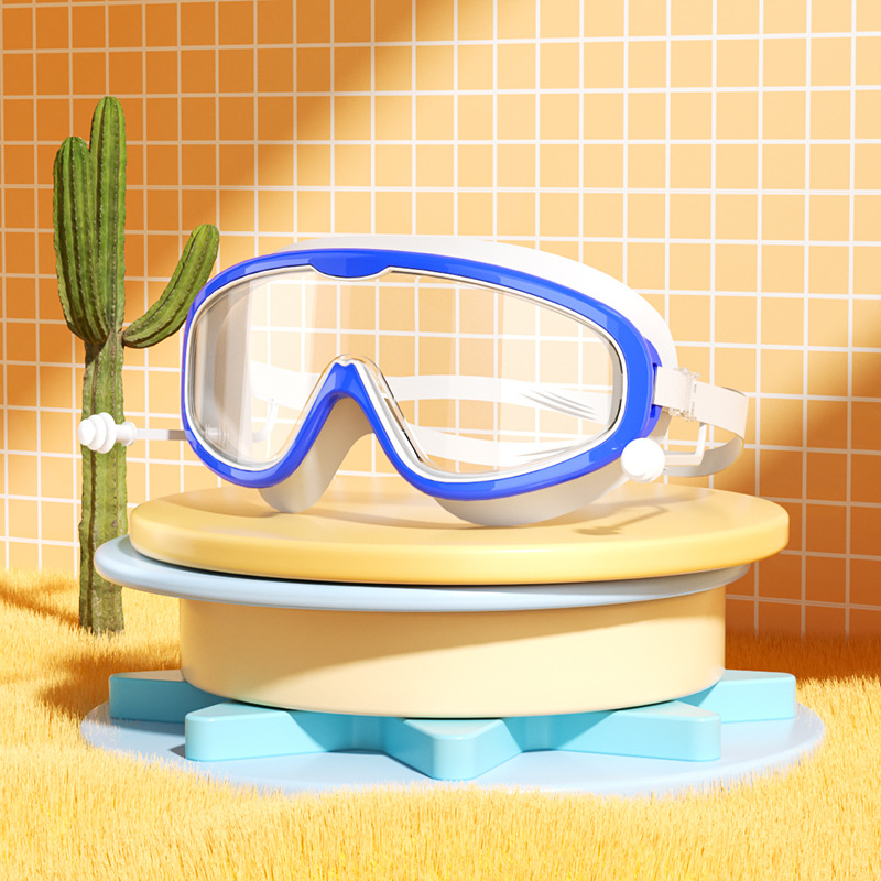 Picture of Factory direct selling children's swimming goggles large frame waterproof anti-fog professional swimming glasses student baby cute wholesale eye protection