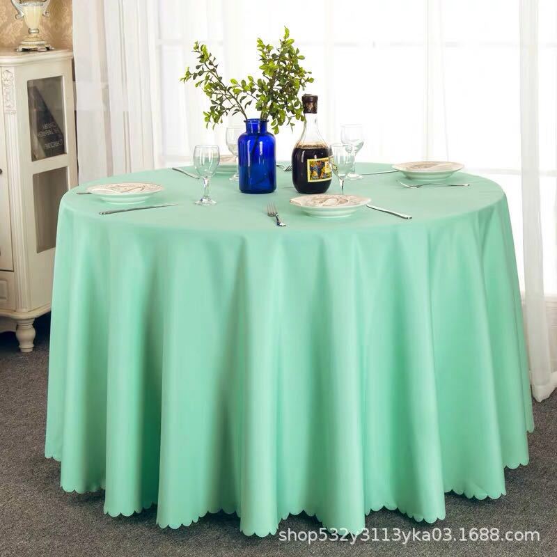 Picture of Large Round Table Restaurant Tablecloth Hotel Restaurant Banquet Family Usable Round Wedding European Tablecloth Table Cover Cross-Border