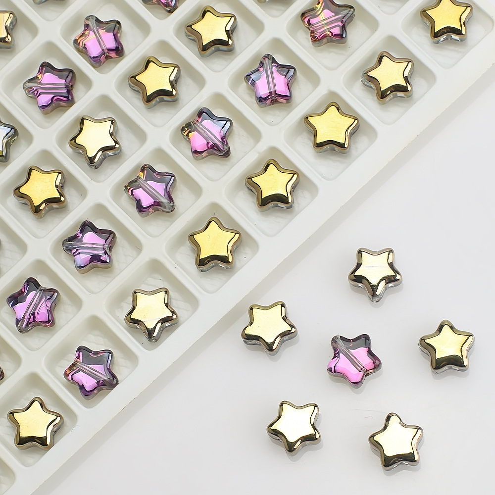 Picture of Five-Pointed Star Accessories 8mm Glass Beads Crystal Pendant DIY Hair Accessories Necklace Earrings Bracelet Beading Material Accessories