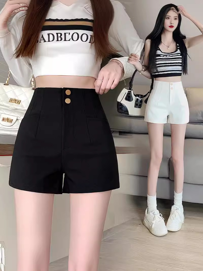 Black Suit Shorts Women's Summer All-match Hot Girl High Waist Slimming Fashionable Wide Leg Casual Outer Wear Base Hot Pants