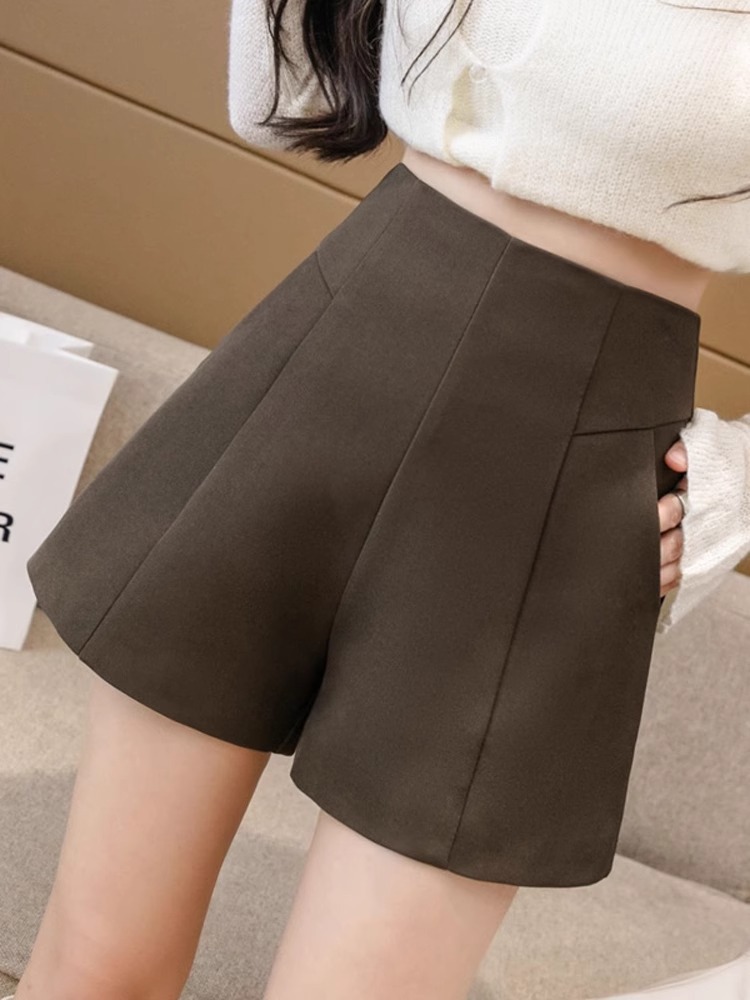 Suit Shorts Women's 2024 New Spring Black High Waist Loose Outer Wear Bottoming Boots Casual A- Shaped Wide-Leg Pants