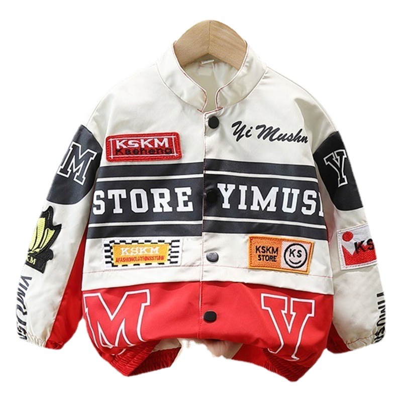 1017 Boys Motorcycle Clothing Tops 2025 New Baby Autumn Clothes Fashionable Clothes Handsome Street Tops Trendy
