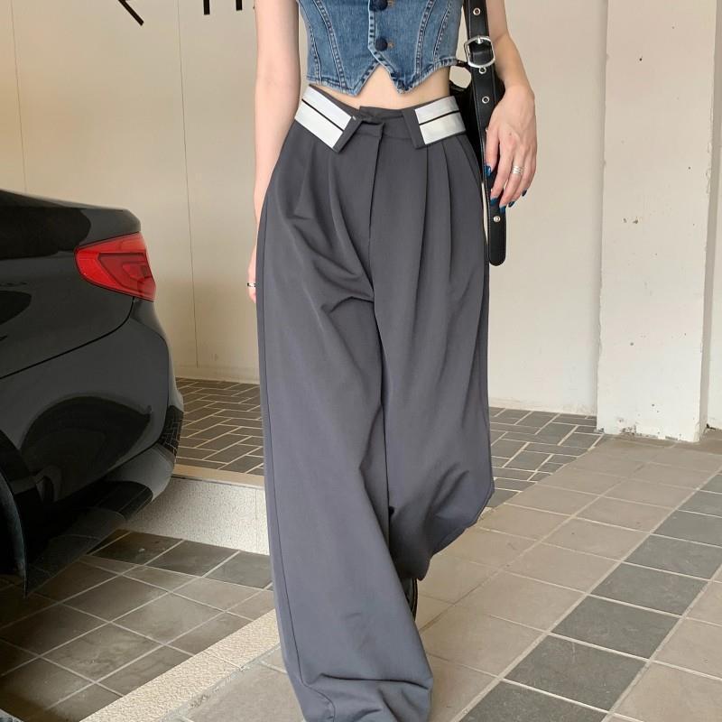 Straight Leg Pants High Waist Black Slimming Pants Casual Pants Women's Summer Dape Loose Wide Leg Pants Long Pants