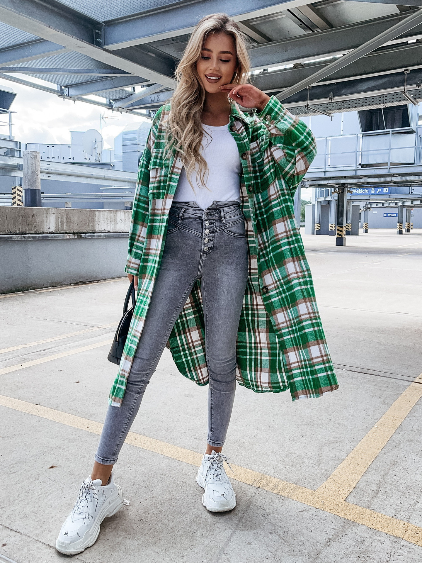 Picture of 2022 autumn and winter new cross-border women's clothing Europe and the United States loose casual versatile long plaid shirt long sleeve coat