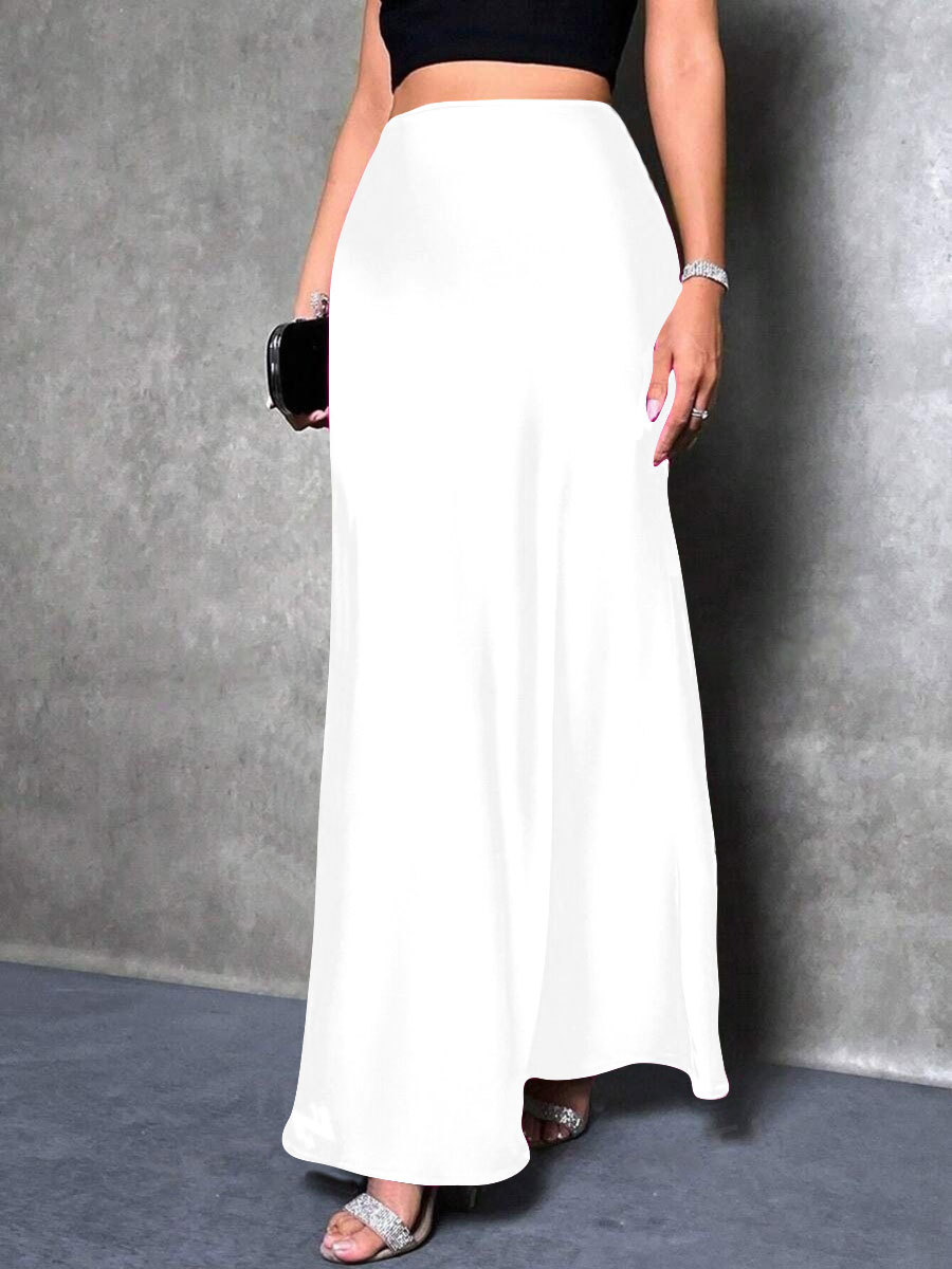 Picture of Foreign Trade Cross-Border Satin Skirt Spring and Summer New European and American Amazon Simple Imitation Silk Long Skirt Women's Clothing