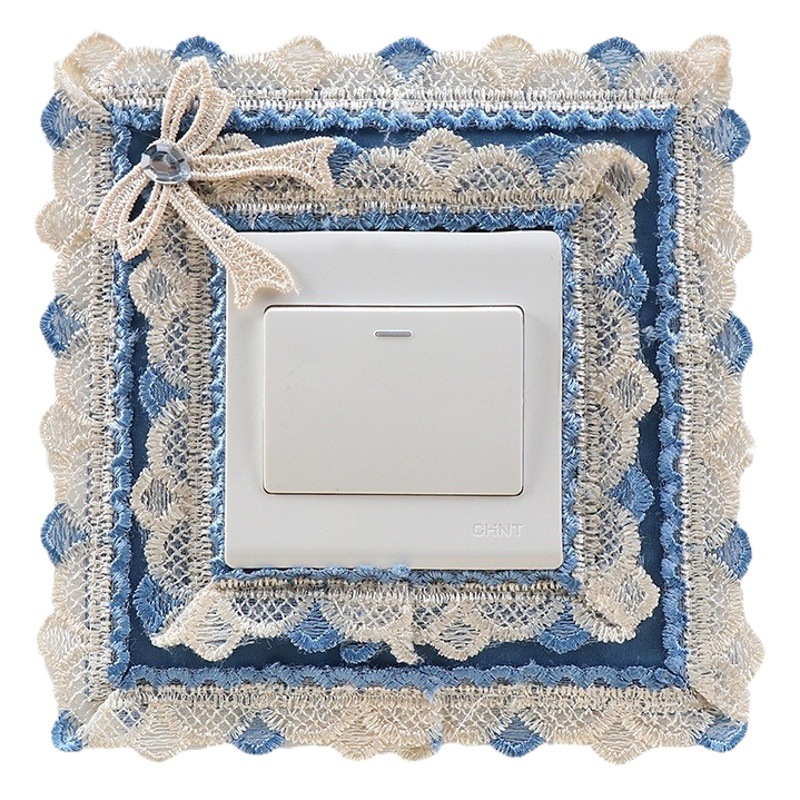 Switch sticker lace switch cover socket decorative sticker non-stick wall sticker fabric switch protective cover light switch frame cover
