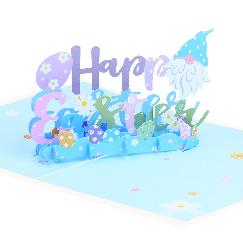Picture of Factory supply new cross-border Easter stereo greeting card 3D holiday blessing card rabbit egg paper carving greeting card