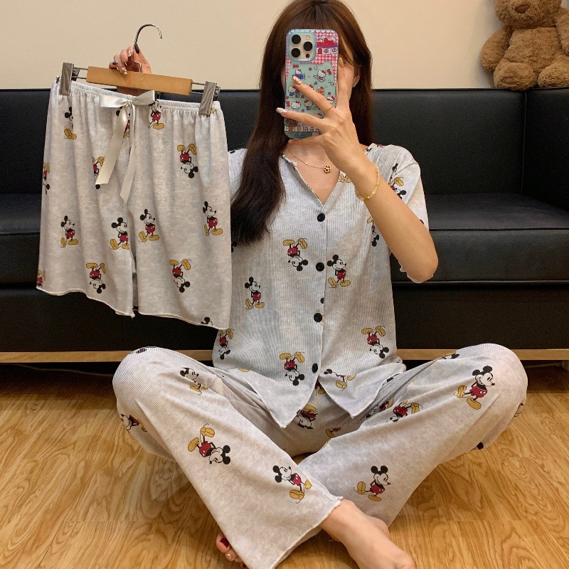 Ins Cartoon Cross-Border Pajamas Women's Summer Short-Sleeved Suit Popular Style Cute Outer Wear Home Clothes Summer High-End