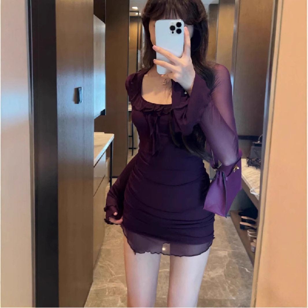 Royal Sister Style Sexy Hottie Showing Figure, Slim Fit and Hip-Hugging Dress, Purple, Beautiful, Unique and Beautiful Mini Skirt