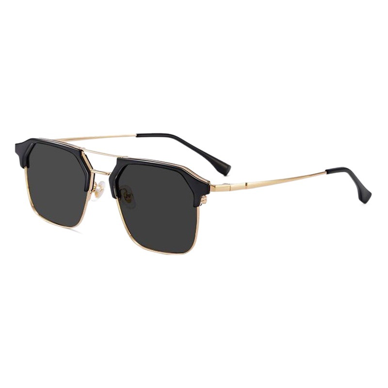 Piushuai Half-Frame Myopia Glasses Sunglasses for Men with Prescription Driving Special Anti-Glare and Anti-Uv Sunglasses Trendy