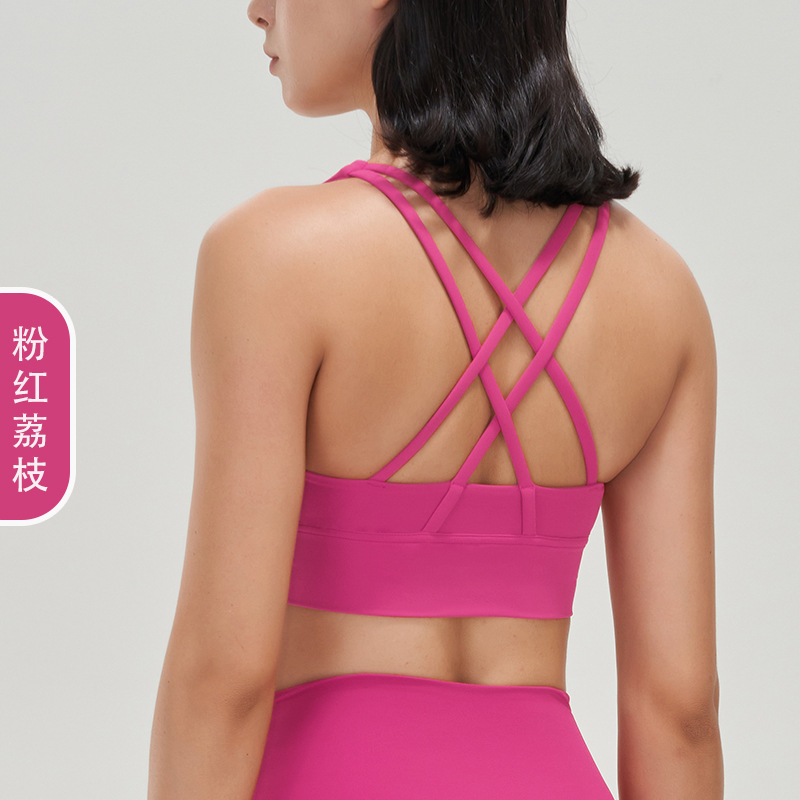 Picture of 2022 new double-sided brushed cross back sports underwear shockproof push up yoga sports bra fitness vest