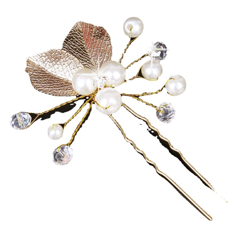 Hot Sale Golden Leaf Headwear suit Bridal Headwear White Wedding Dress Accessories Bridal Hairpin Headwear