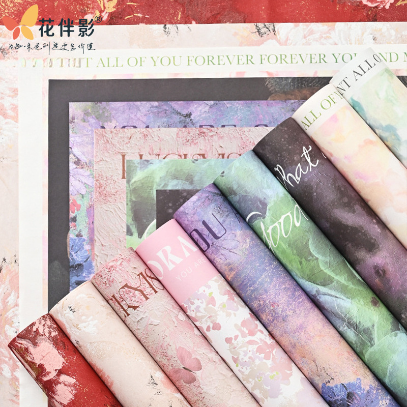 Flower with Shadow Sicilian Oil Painting Style Wrapping Paper Fenghua Paper Gift Bouquet Floral Wrapping Paper Handmade DIY