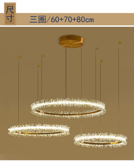 Picture of Crystal Chandelier Living Room Main Light High-End Accessible Luxury Simple Modern Ring Restaurant Lighting Zhongshan Chandelier