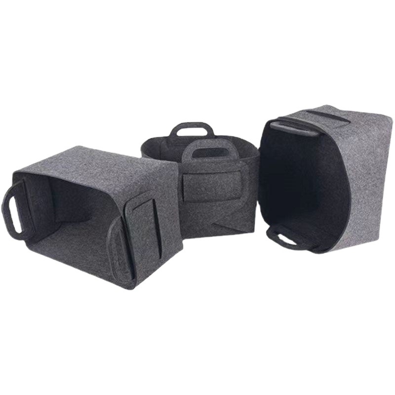 Nordic felt storage basket thickened portable snack storage box toy sundries storage dirty clothes storage Blue