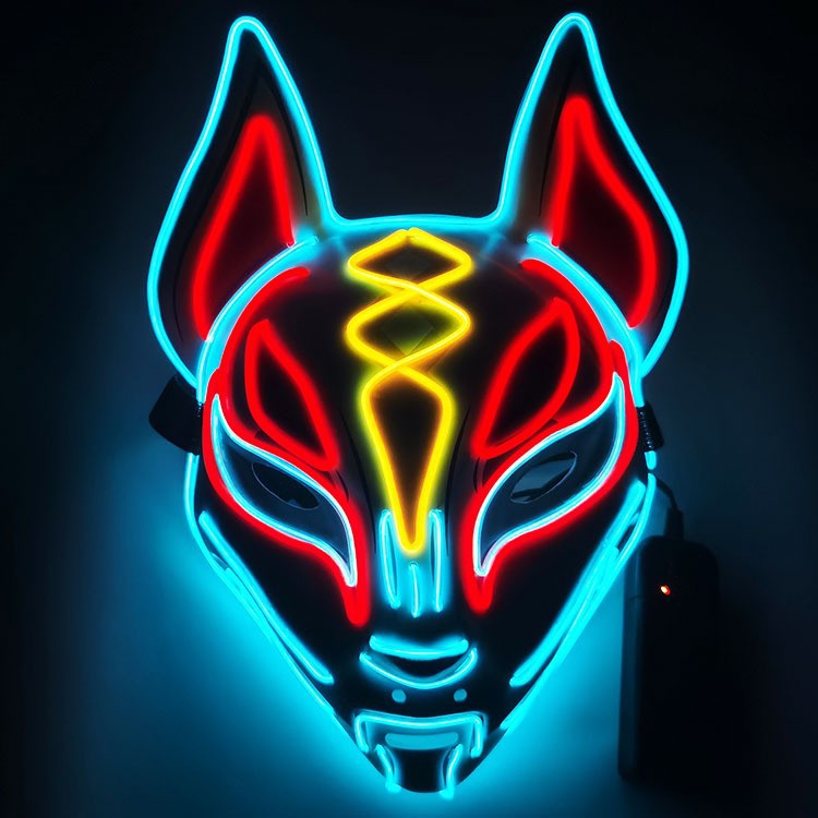 Picture of In-Stock Amazon Halloween Fox Mask El Cold Light Ktv Dance Party Horror Scary Mask Electronic