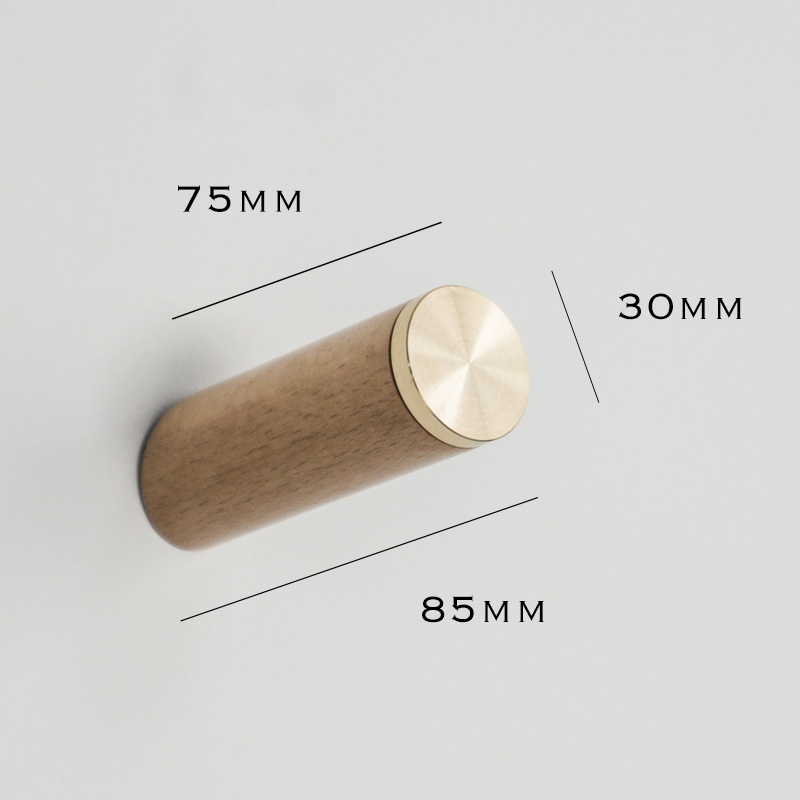 Picture of Light luxury wooden solid wood brass creative home wall decoration hook bedroom door rear hook clothes hook single hook