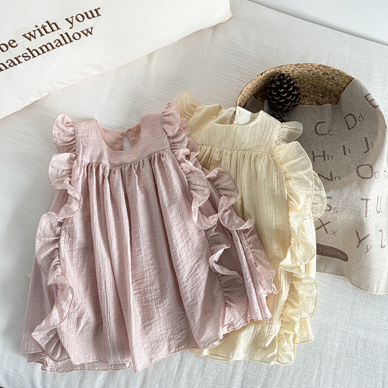 Picture of Korean Style Internet Celebrity Dress 2025 New Style Kidsren and Girls Versatile Pastoral Lace Dress