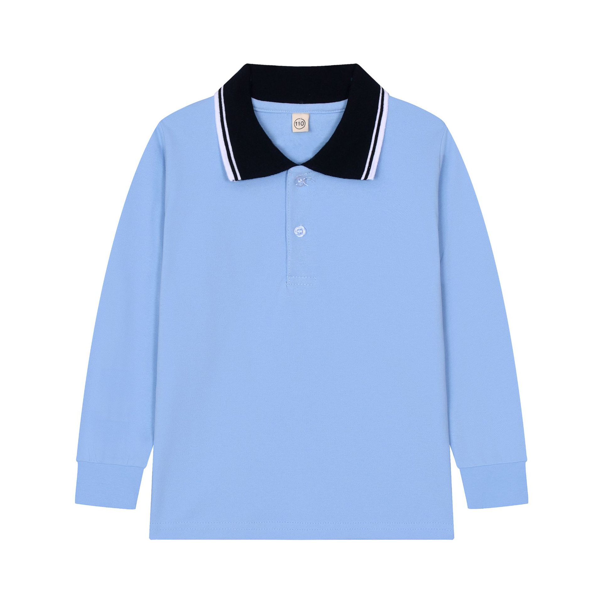 Picture of Boys' polo shirt long sleeve T-shirt children's cotton school uniforms girls lapel garden clothes White bottoming shirt a generation of hair