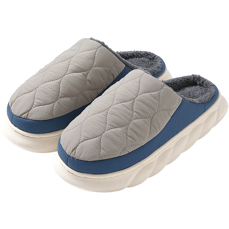 Down Cloth Cotton Slippers Waterproof Men's Home Large Size Indoor Non-Slip Plush Warm Autumn and Winter Cotton Slippers Women's Wholesale