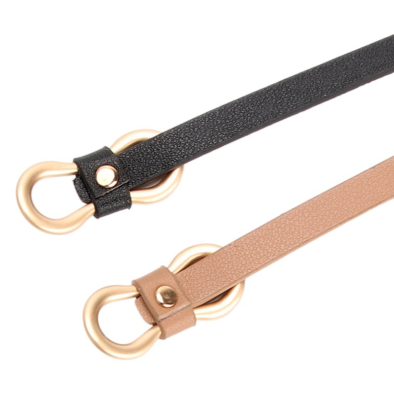 New Women's Belt Simple 8-Shaped Buckle Versatile Shirt Dress Narrow Belt Non-Porous Pu Decorative Thin Belt