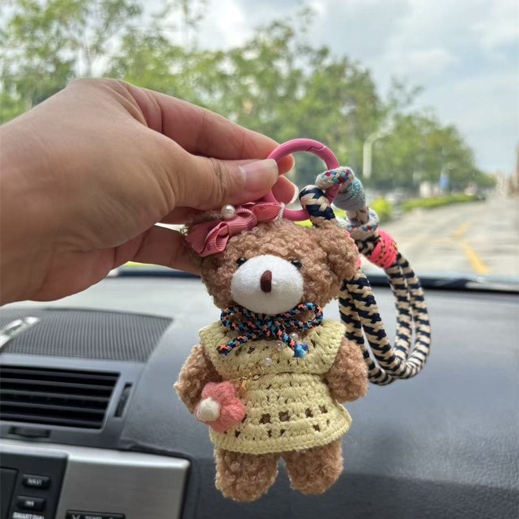 Korean Version of Original Handmade Cute Girly Heart Sweater Bear Bag Pendant Colorful Rope Plush Doll Pendant